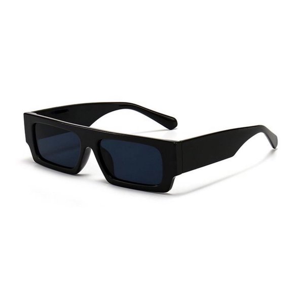 Original OG Narrow Dark Black Frame Rectangular Black Square Shades Sunglasses - Picture 1 of 9